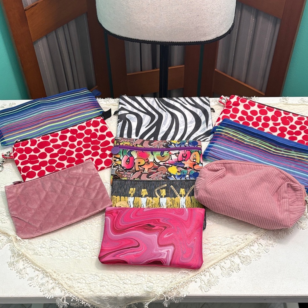 Cosmetic bag set of 10 ! Colorful Patterned Sets
